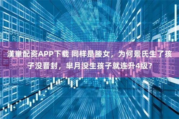 漢崋配资APP下载 同样是媵女，为何景氏生了孩子没晋封，芈月没生孩子就连升4级？