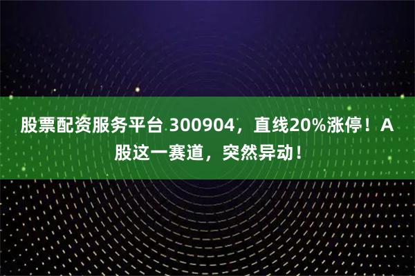 股票配资服务平台 300904，直线20%涨停！A股这一赛道，突然异动！